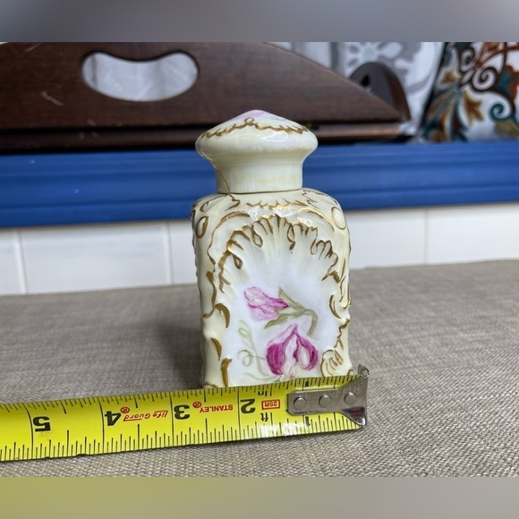 Vintage Porcelain Perfume Bottle Victorian Tea Caddy Ginger Jar Powder Floral - Picture 4 of 7